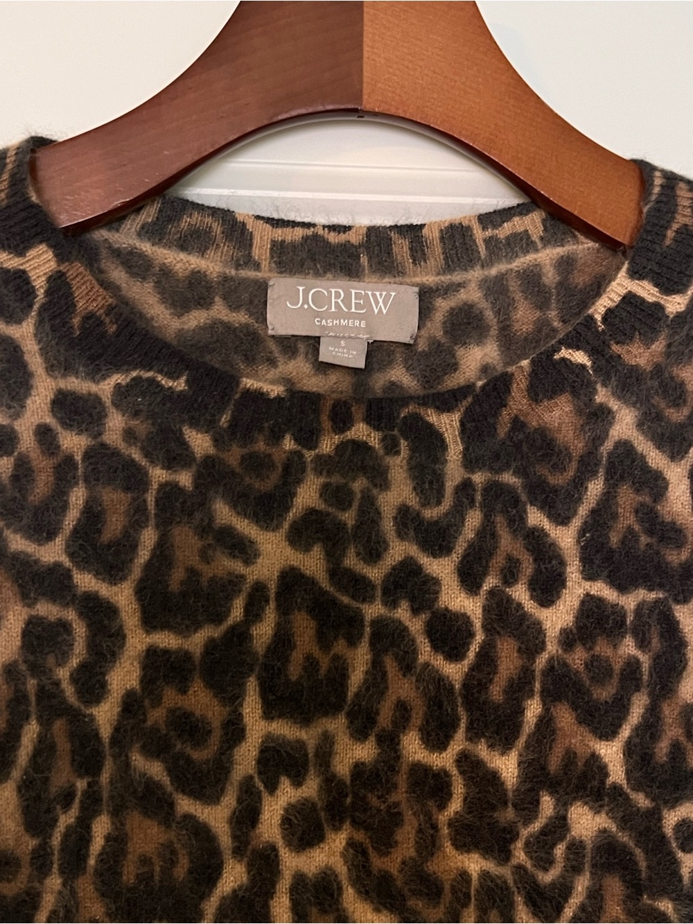 J. Crew Leopard Print Cashmere Crewneck Cropped Sweater